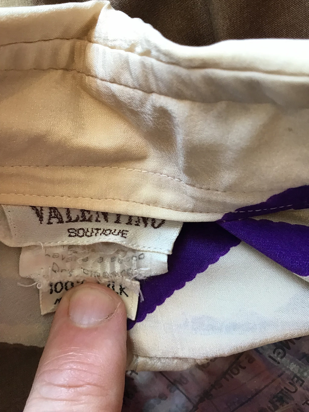 1980’s Valentino Silk Brown,Purple and White Blouse Size 8