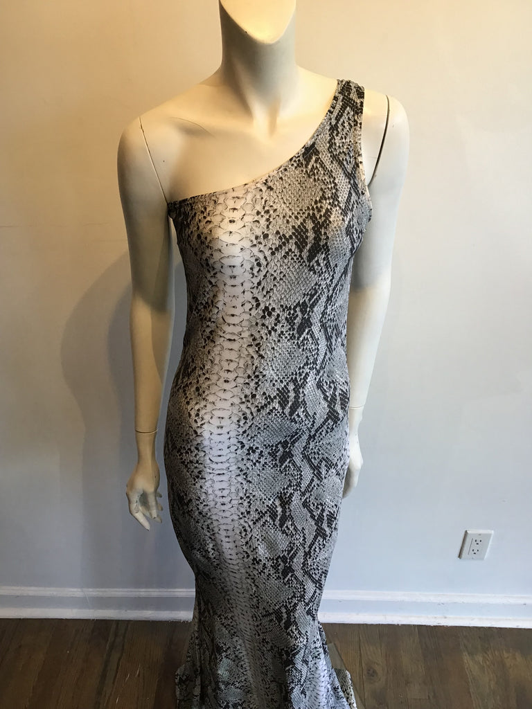 1980s Black/White Python Print Patrick Kelly Evening Gown Size 2 Never Worn