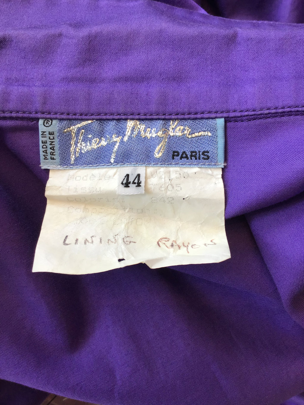 1980’s Thierry Mugler Purple Polished Cotton Dress Size 10