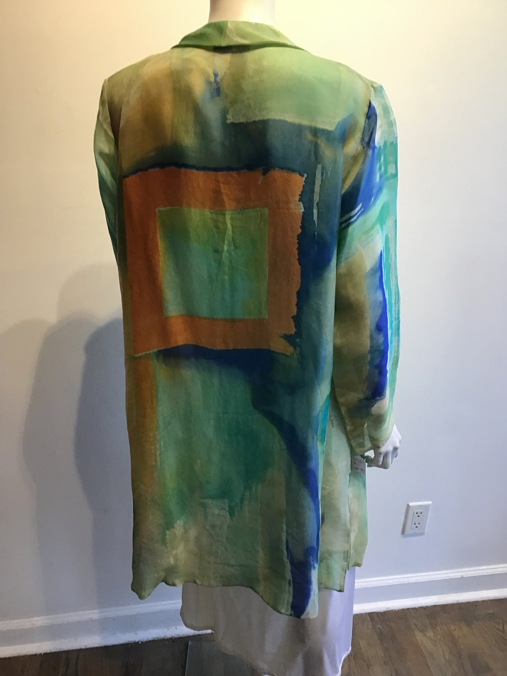 2000 Carole Waller Hand Painted Silk Jacket Size up to 12