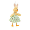 Felt chick girl ornament, bunny ears, 6 in