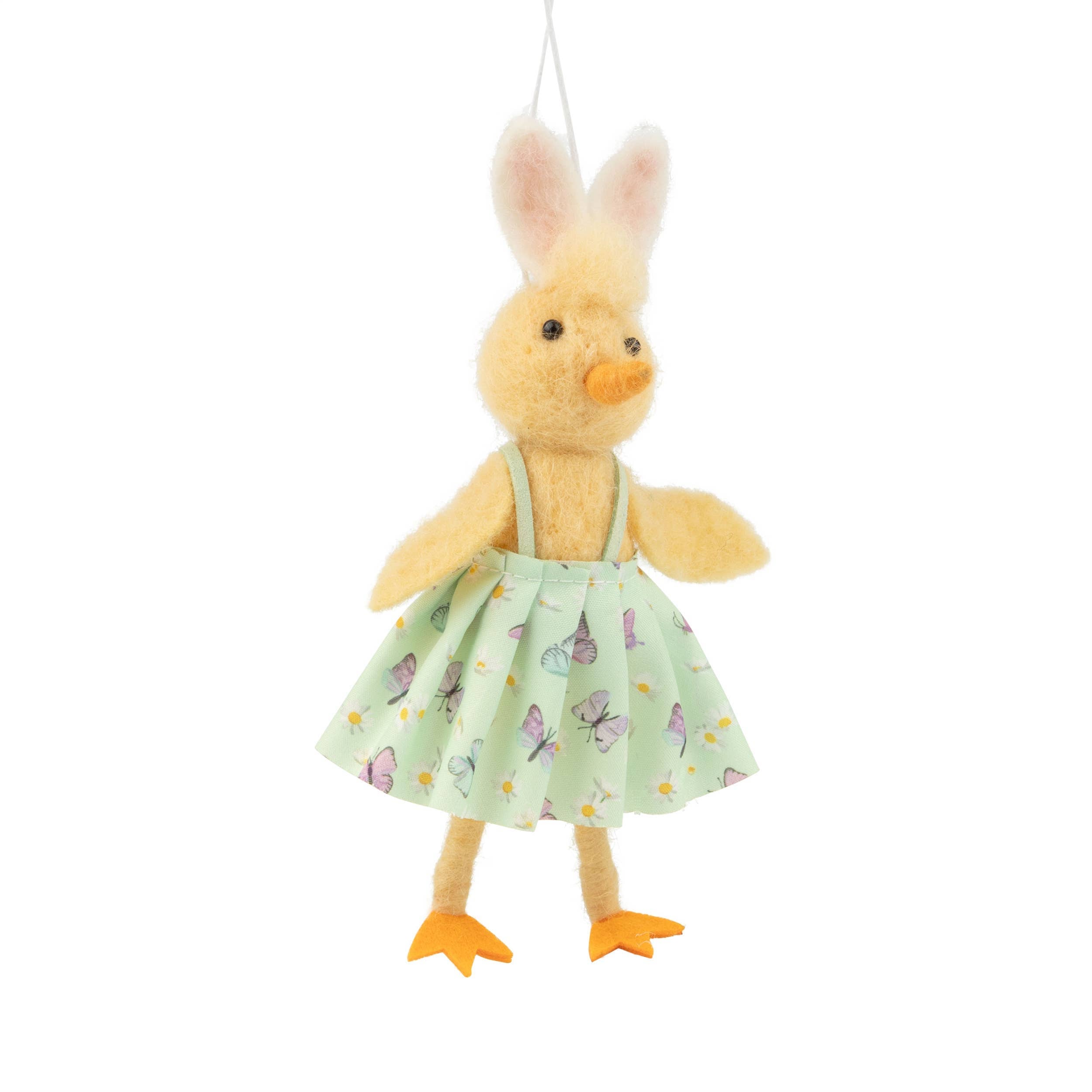 Felt chick girl ornament, bunny ears, 6 in