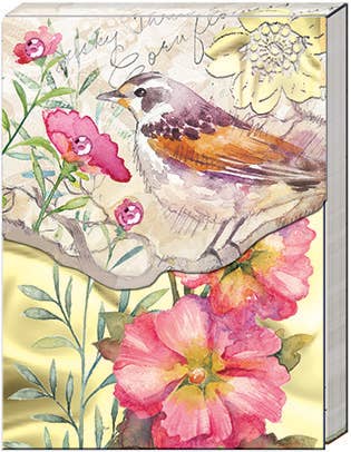 PINK FLORAL BIRD Pocket Notepad