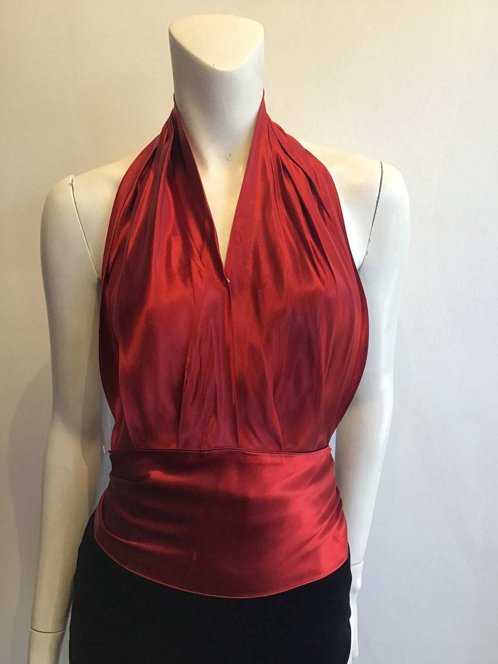 1940s Burgundy Rayon Halter Tops Size 6