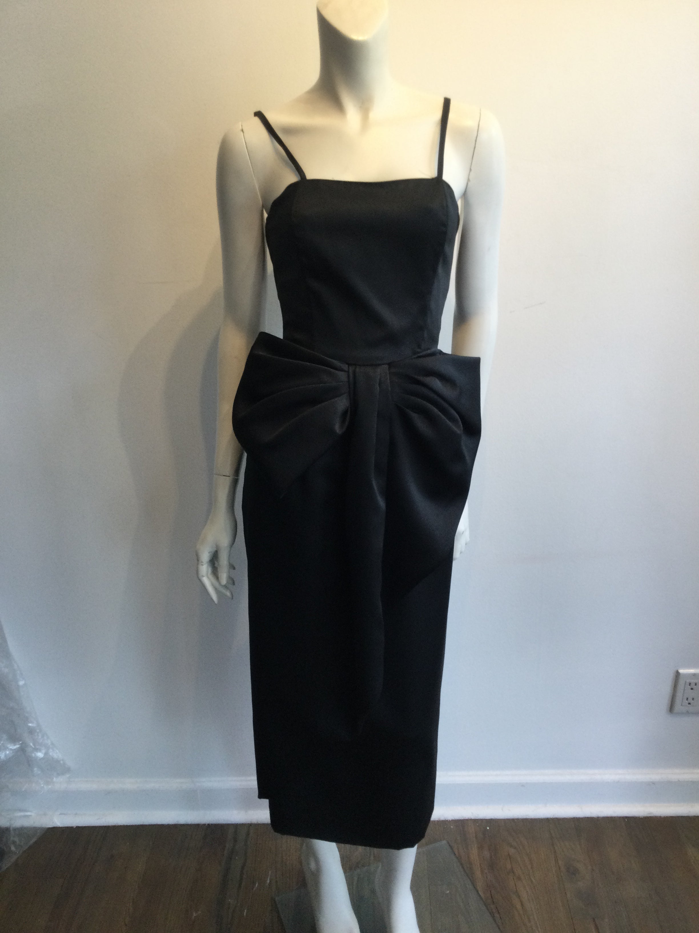 1980s Black Silk Victor Costa Evening Gown Size 4