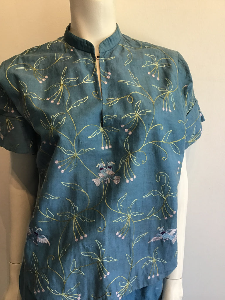 1950’s Cotton Blue Top and Capri Pants Set Size 4