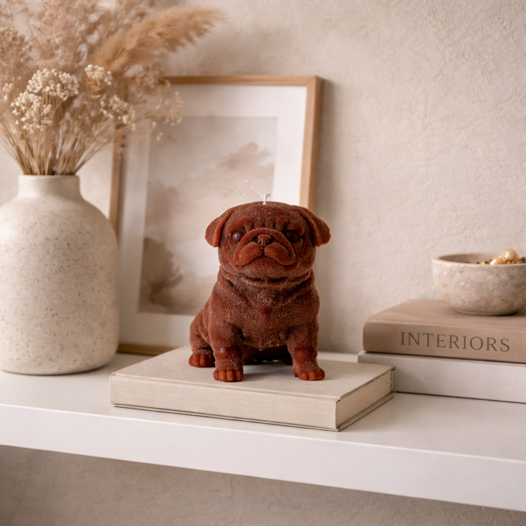 Pug Puppy Candle