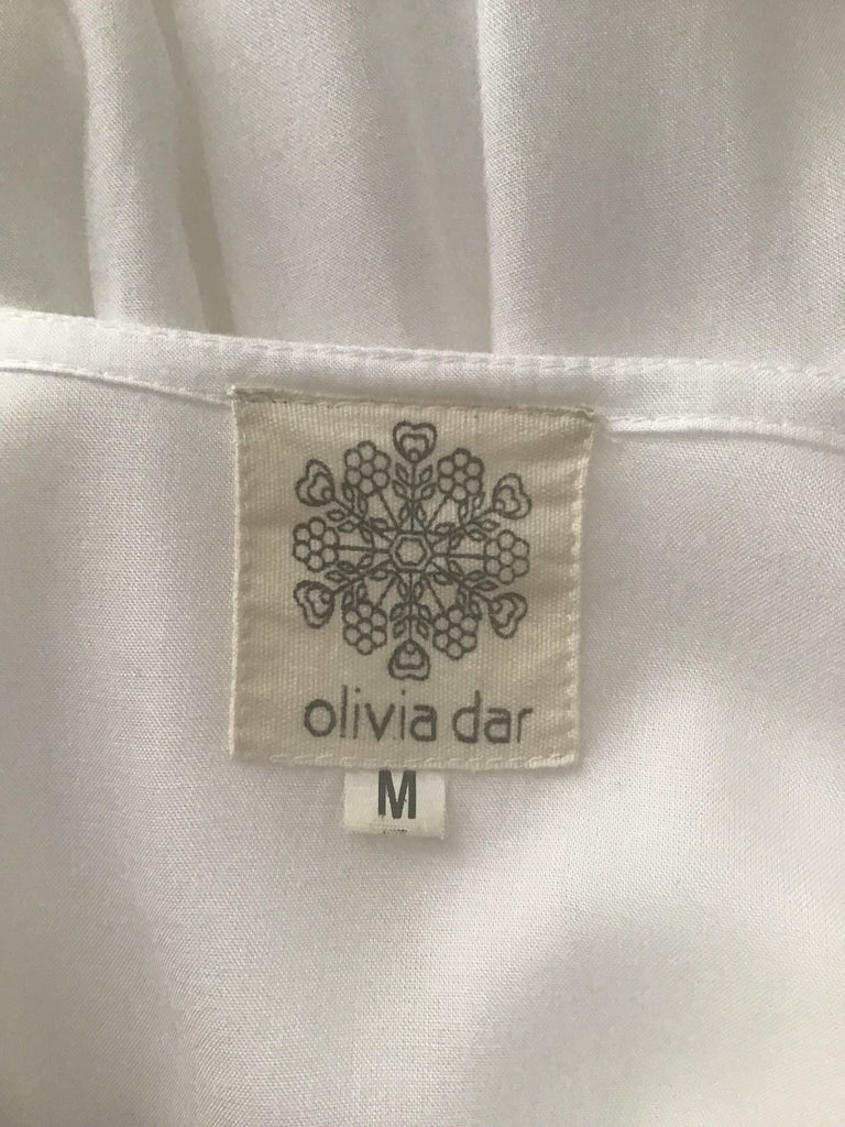 2000s Olivia Dar Cotton Embroidered White Dress Size 10