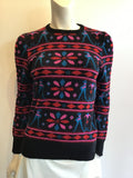 1970’s Valentino Blue, Pink and Black Wool Sweater Size 6