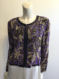 1980’s Sténay Silk Beaded Purple and White Jacket  Size 8