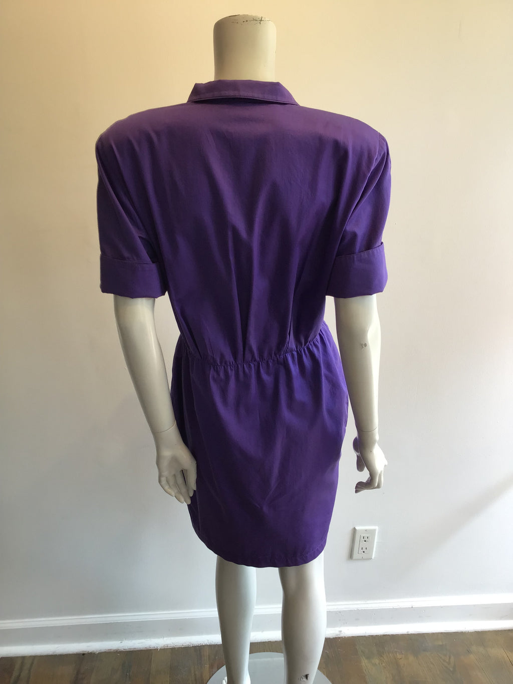 1980’s Thierry Mugler Purple Polished Cotton Dress Size 10