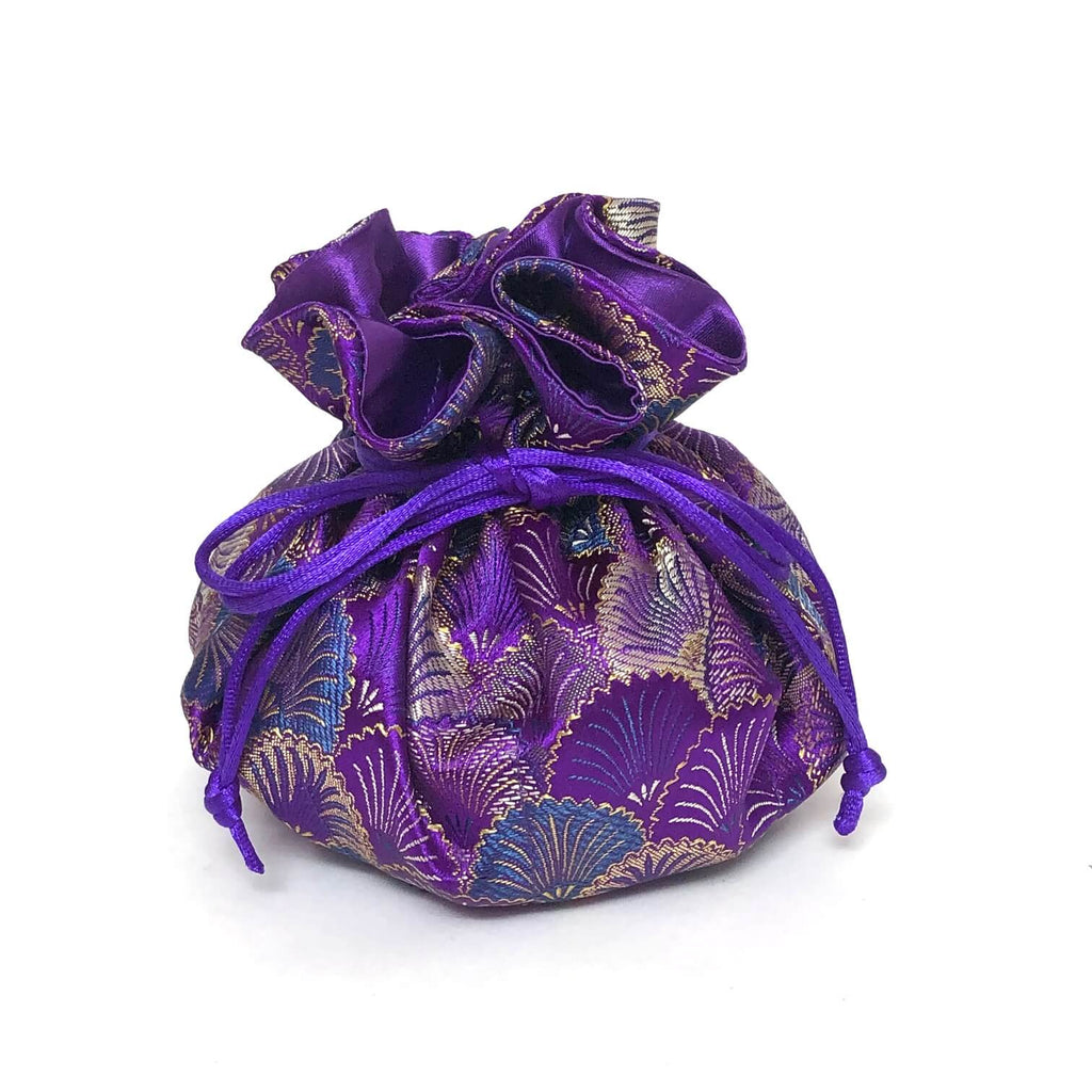 Seashells Brocade Drawstring Jewelry Pouch