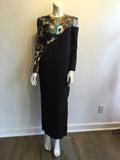 1980’s Louis Féraud  BlackBeaded Viscoise Evening Dress Size 8