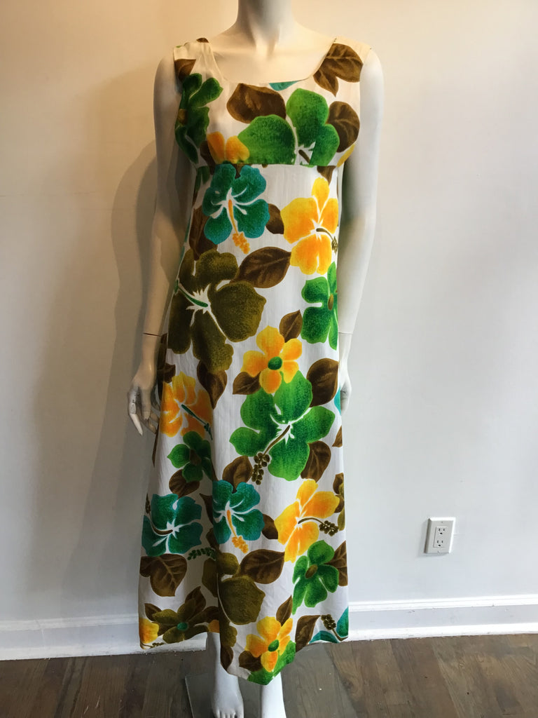 1960s Cotton Tohki Hawaii Maxi Dress Size 8