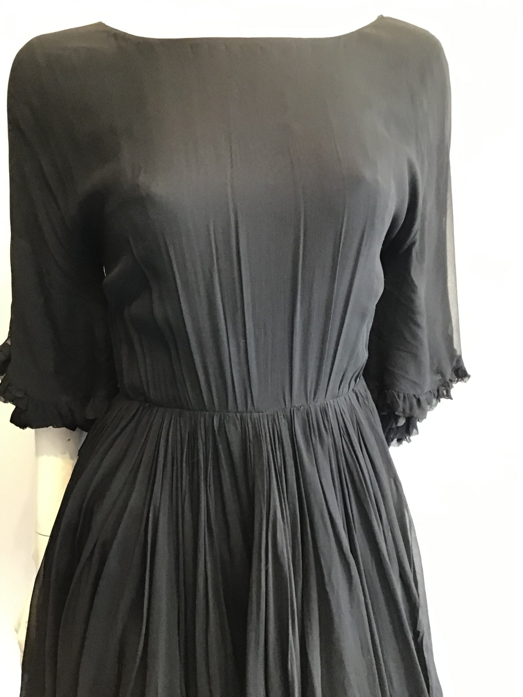 1960’s Black Chiffon Cocktail Dress Size 6