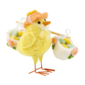 Felt chick carrying egg baskets on pole, 7.5 in