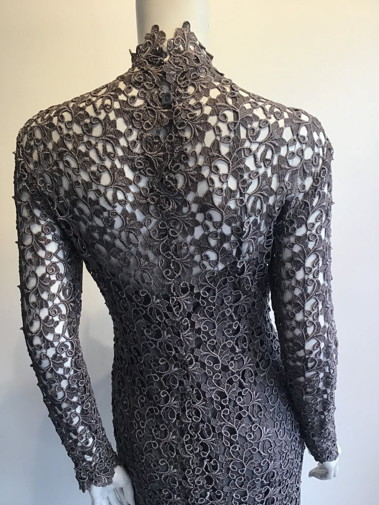 1990s Severin Cotton and Rayon Lace Dress with Slip Size 8