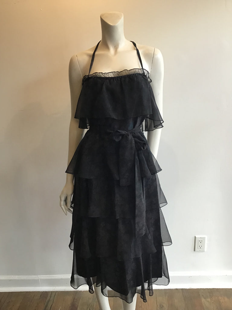 1970's Black Tiered Dress