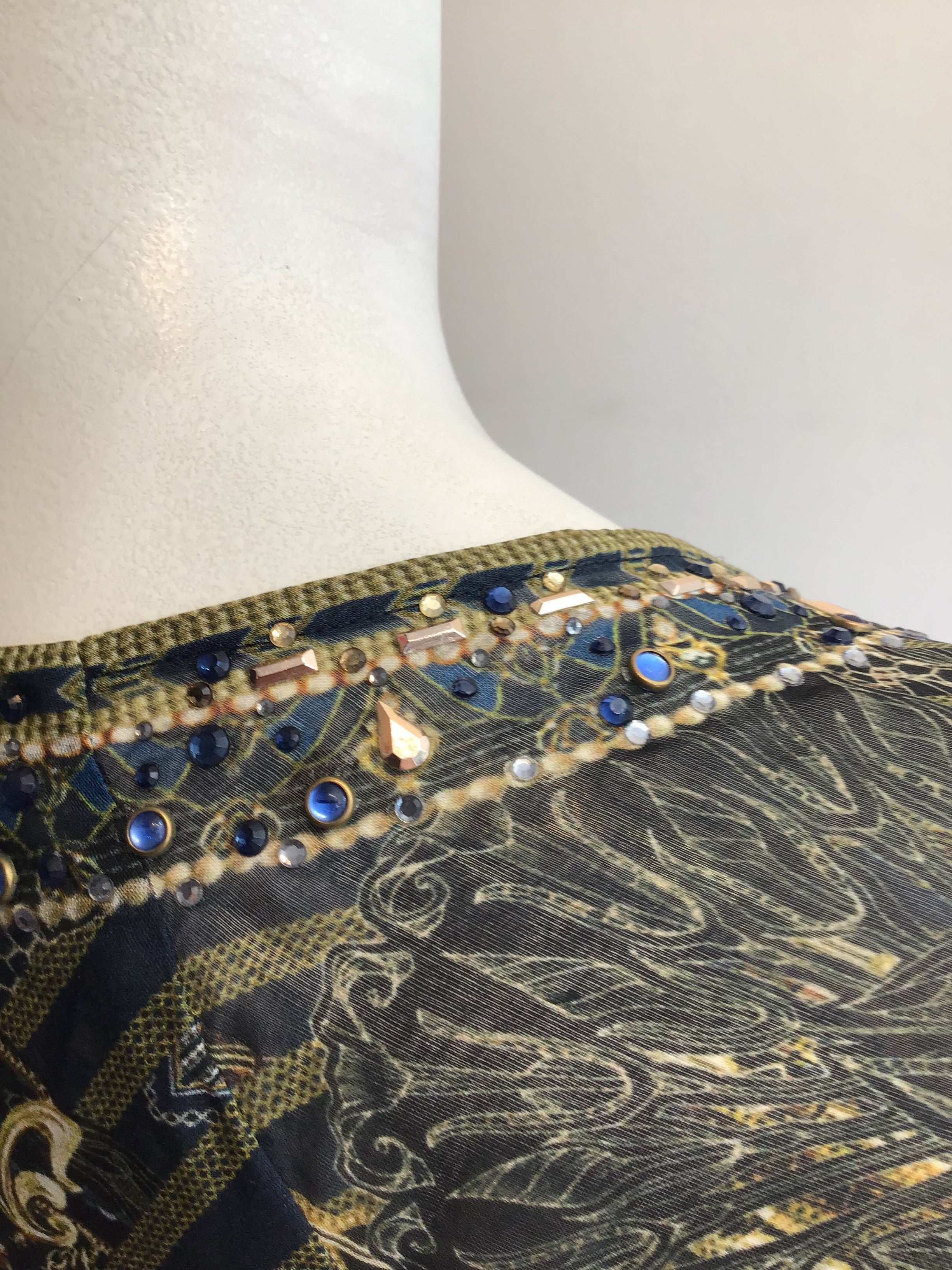 2000’s Camilla Blue and Green Silk Mini Dress Size 8/10