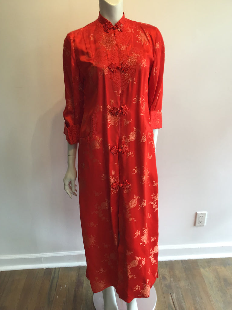 1960’s Silk Red  Chinese Robe Size 8