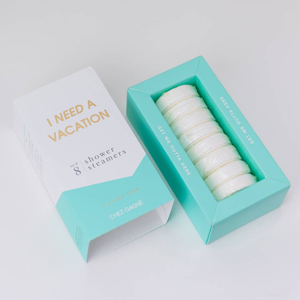 Chez Gagne I Need A Vacation - Aromatherapy Shower Steamers - Coconut Lime - Set of 8