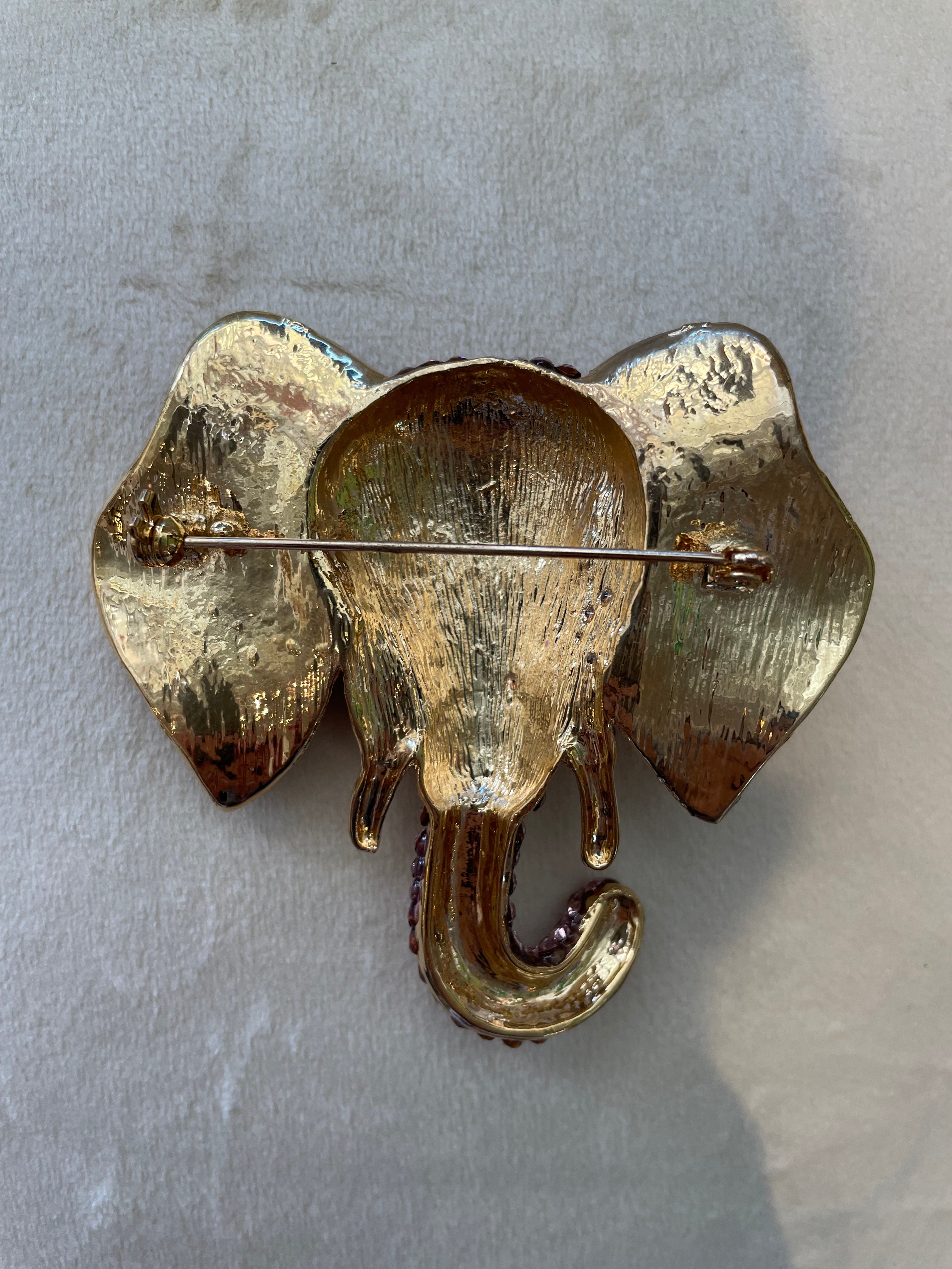 Pink Rhinestone Elephant Head Pin/Brooch