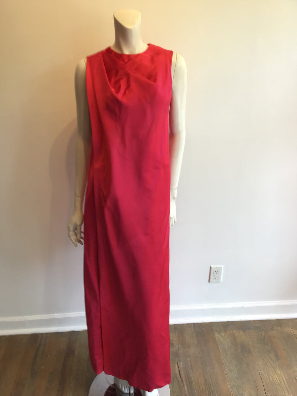 1960’s Raspberry Pink Silk Satin Evening Gown Size 4