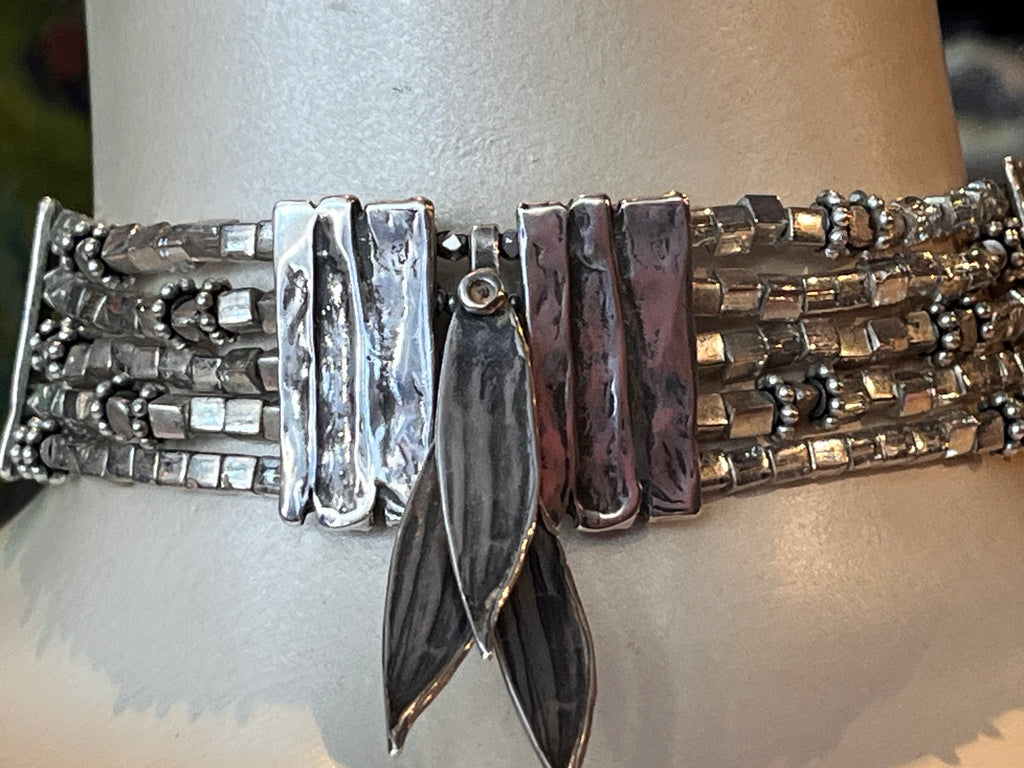 STERLING SILVER /CRYSTAL VINTAGE CHOKER SIGNED MARY & DOUG HANCOCK