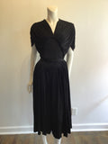 1930’s Christine Misset Black Silk Jersey Dress Size 8