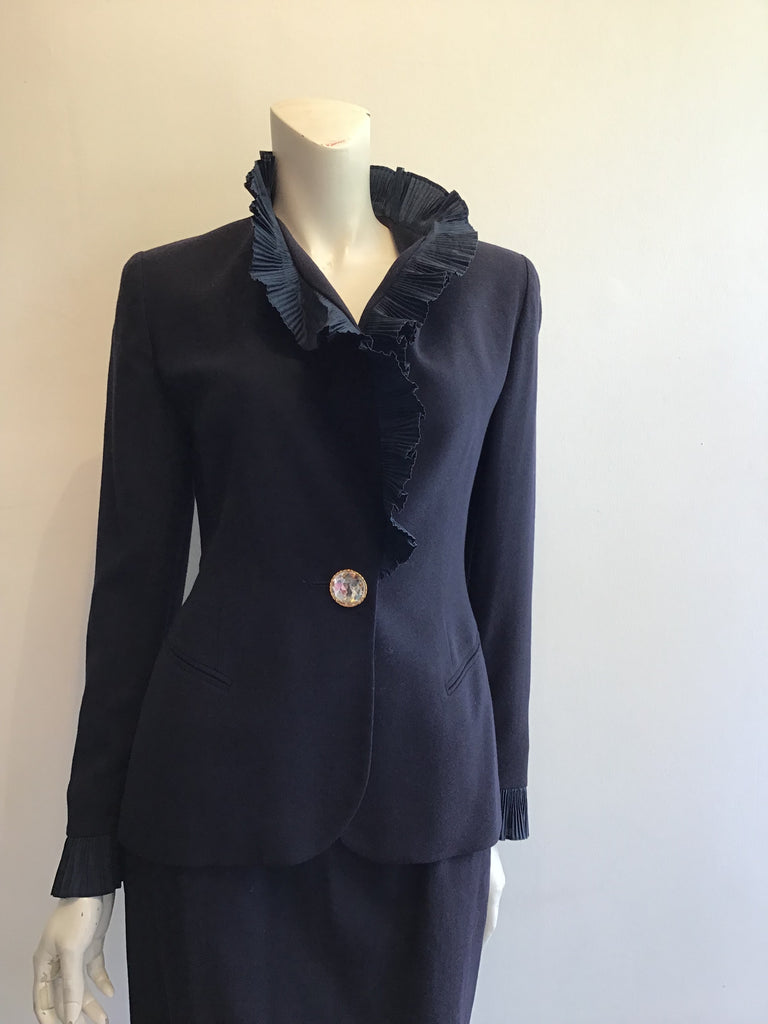 1980’s Navy Blue Wool Christian  Dior Suit Size 6