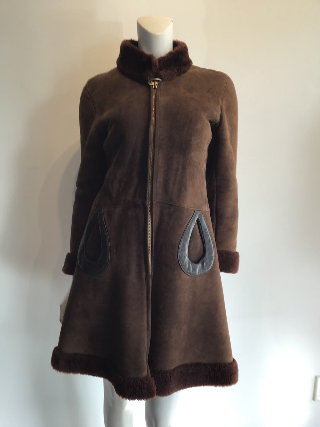 Late 1960s Pierre Cardin Brown Suede Coat Size 6
