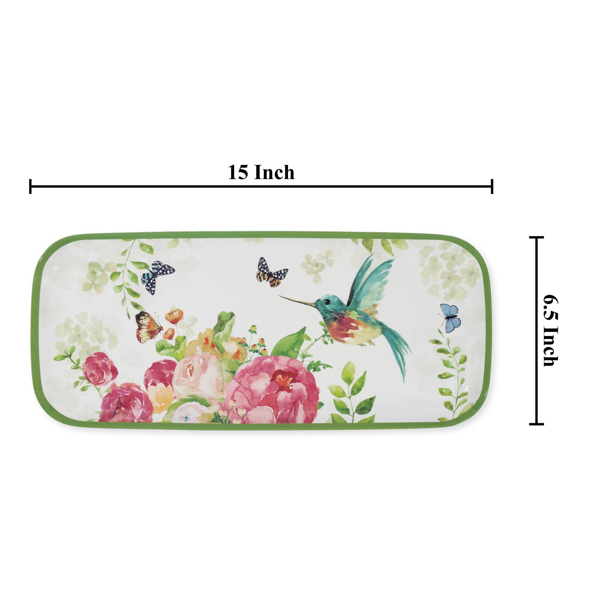 Rose Garden 15" Melamine Rectangle Tray