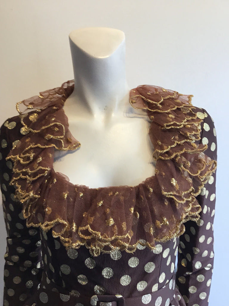 1960’s Brown and Gold Lamé Silk Evening Dress Size 4