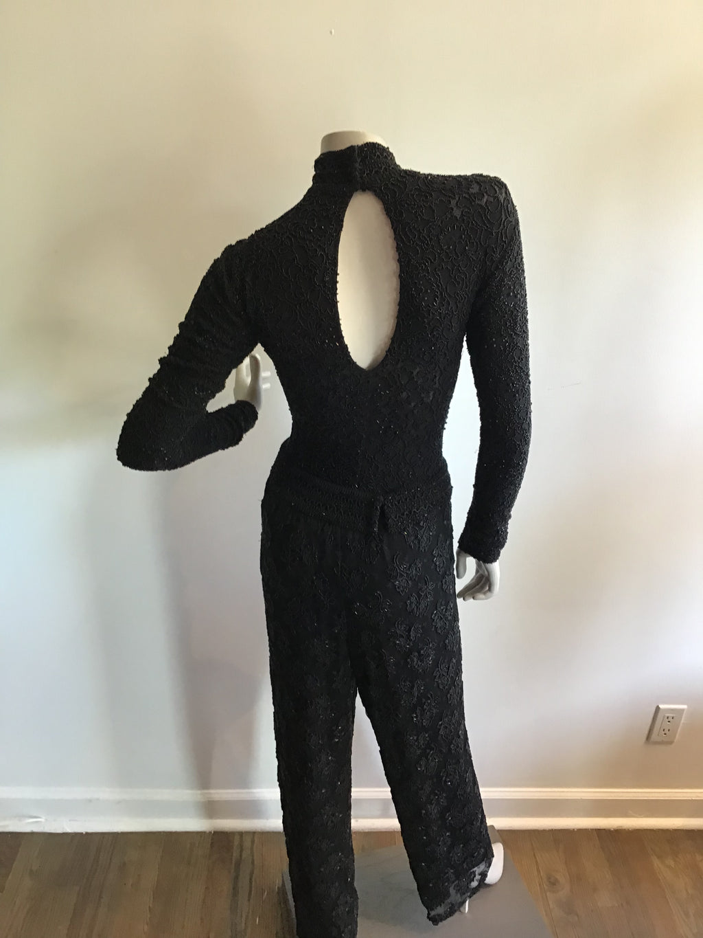 1980's Giorgio di Saint Angelo  Black Beaded Unitard and Pants Size 6/8