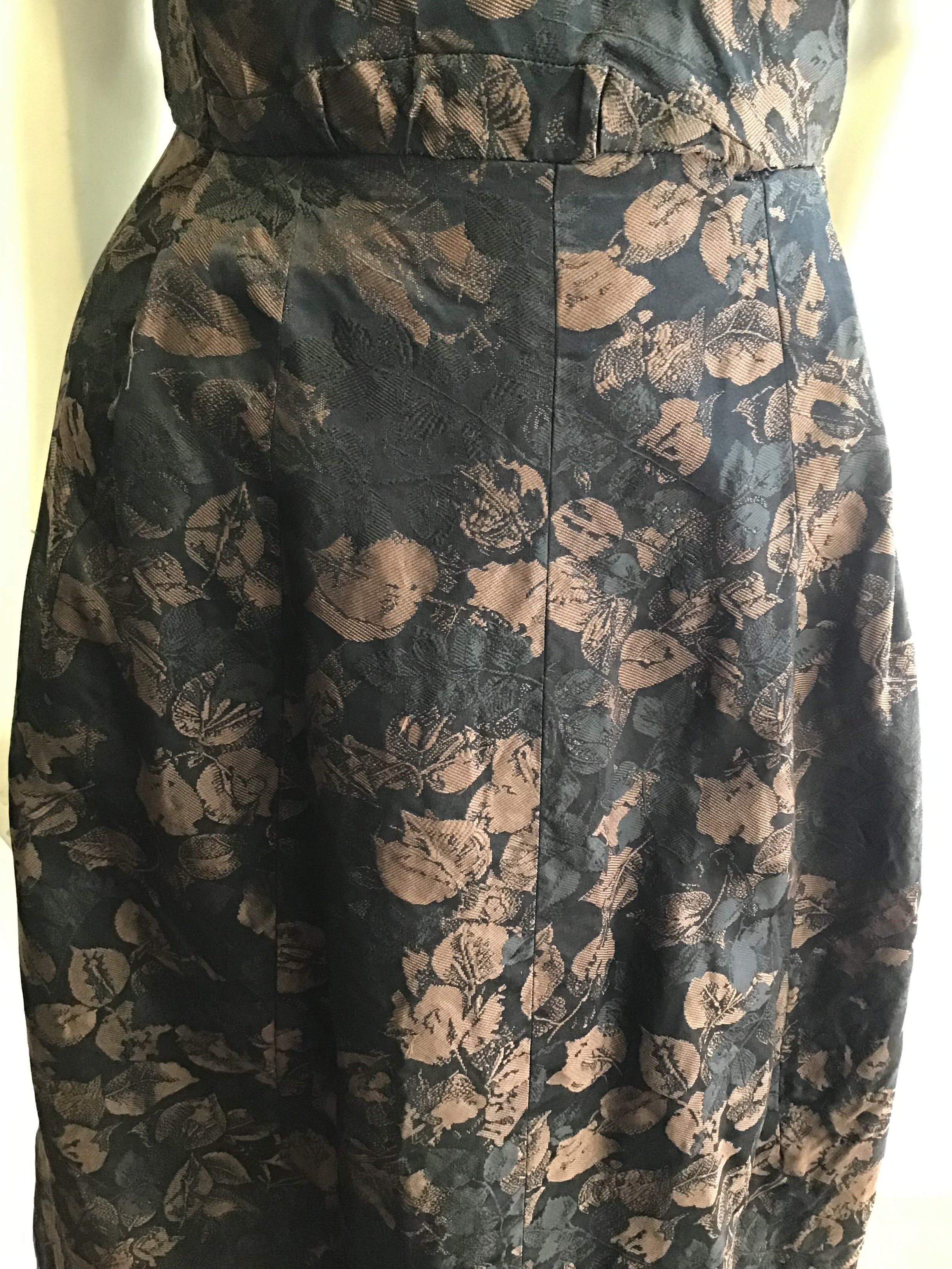 1950’s Brown /Black Silk Day Dress Size 6
