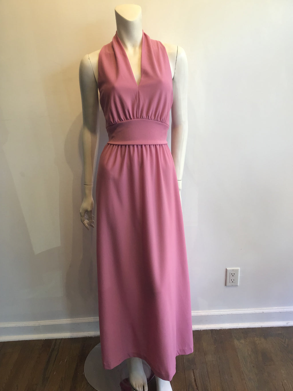 1970’s Mauve  Polyester JC Penny Maxi Dress Size 8