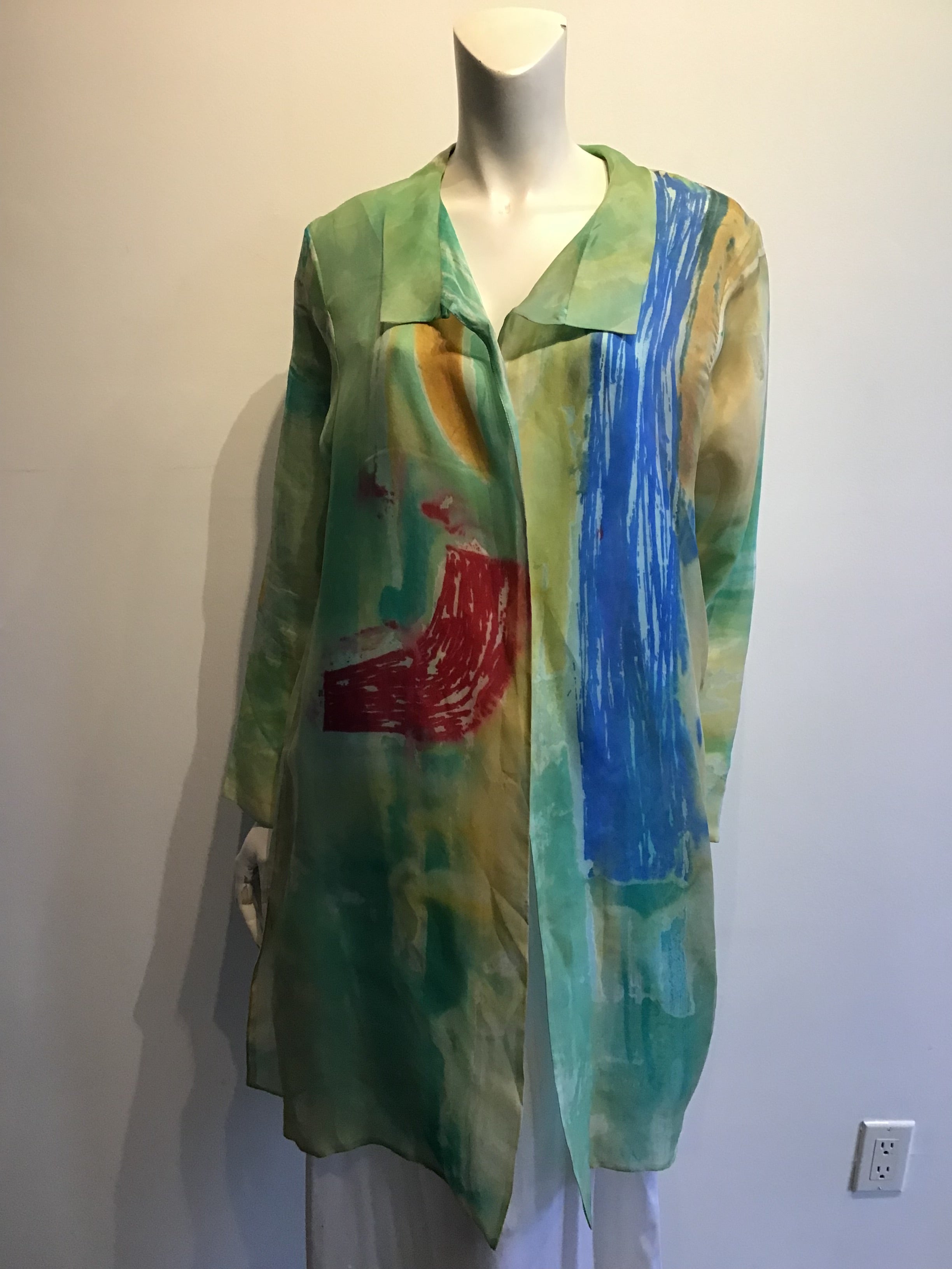 2000 Carole Waller Hand Painted Silk Jacket Size up to 12