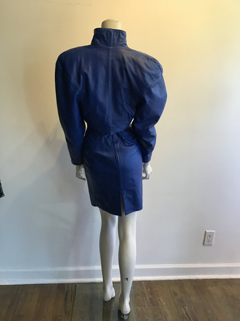 1980’s Scully Leather Blue Leather Dress with Bolero Jacket Size 4