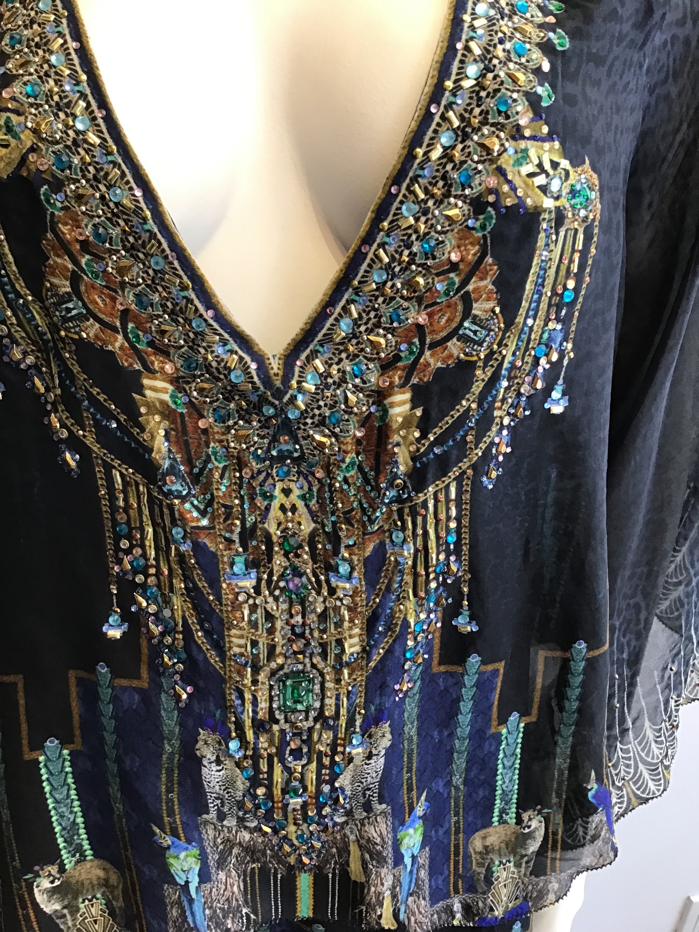 2000’s Camilla blue and Black Silk Mini Dress Size 8/10