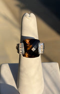 David Yurman Sterling Ring with Smokey Quartz & Diamonds