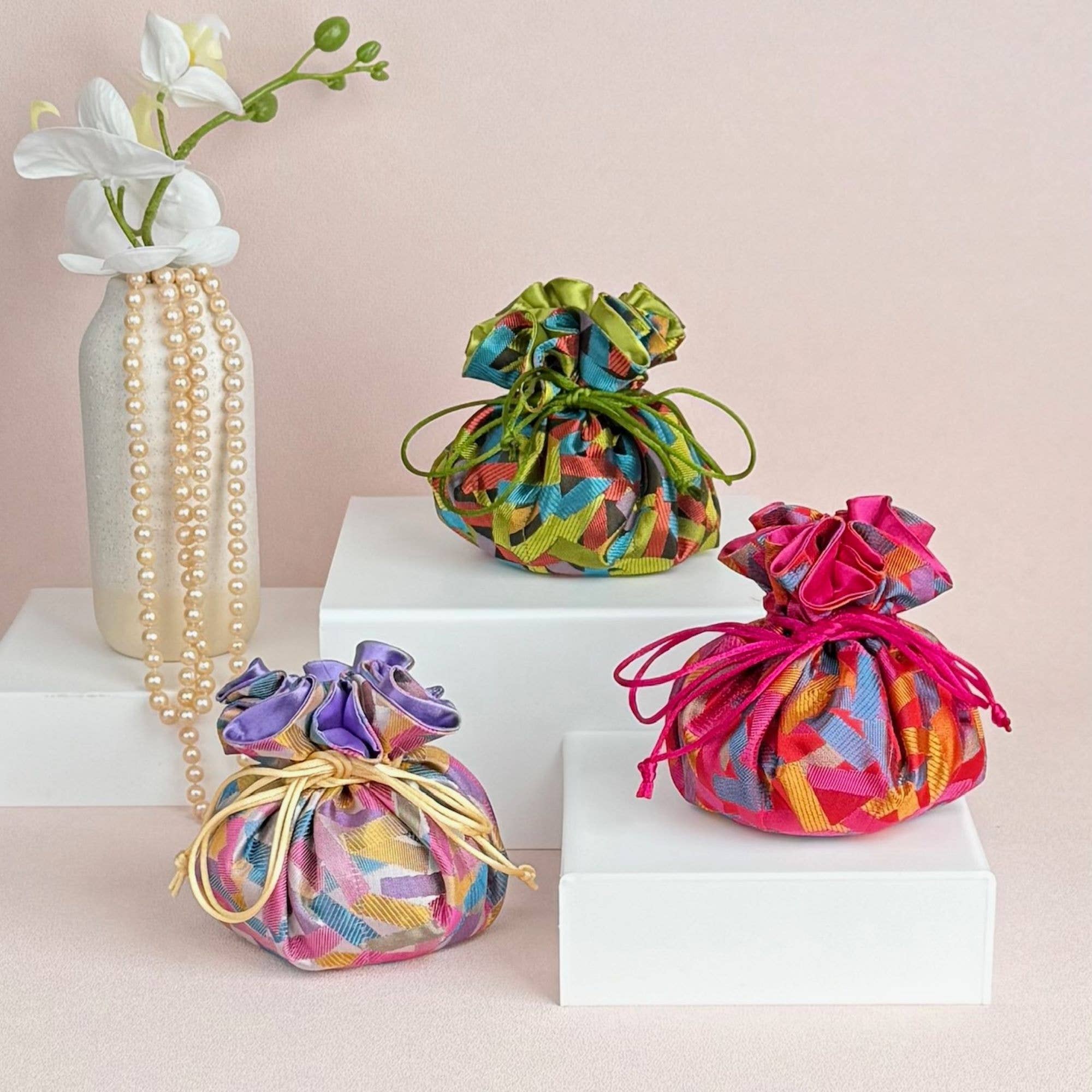 Confetti Brocade Jewelry Pouch – Drawstring Bag