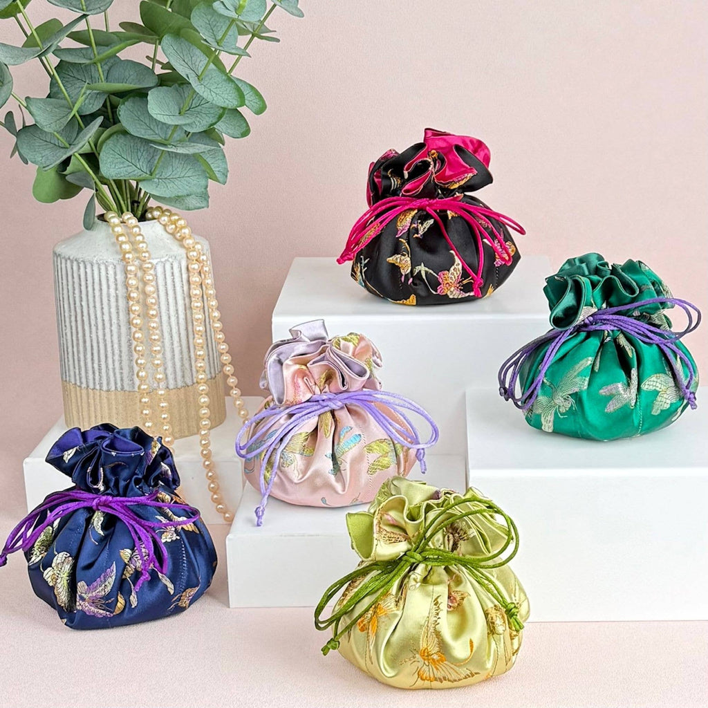 Butterfly & Dragonfly Brocade Jewelry Pouch