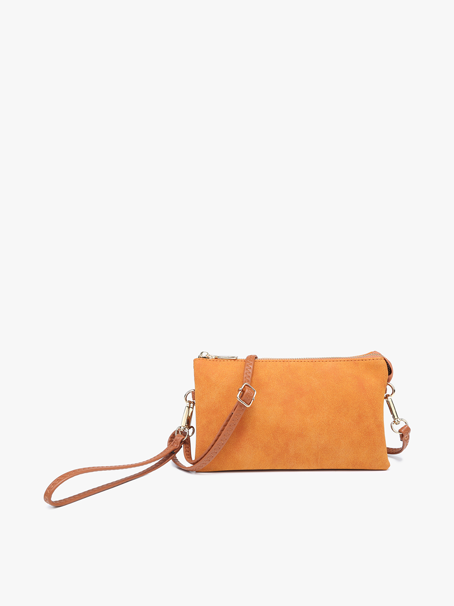 Riley Suede 3 Compartment Crossbody/Wristlet Bag