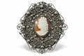 VINTAGE ESTATE 800 SILVER CARVED CAMEO BROOCH