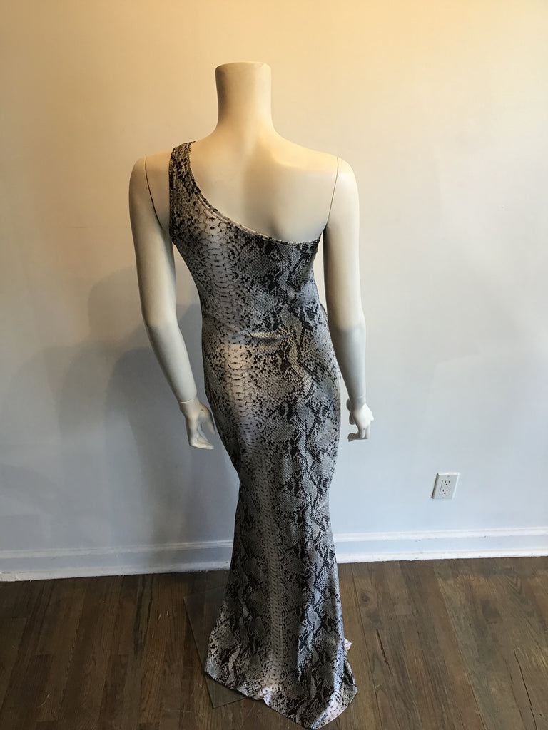 1980s Black/White Python Print Patrick Kelly Evening Gown Size 2 Never Worn