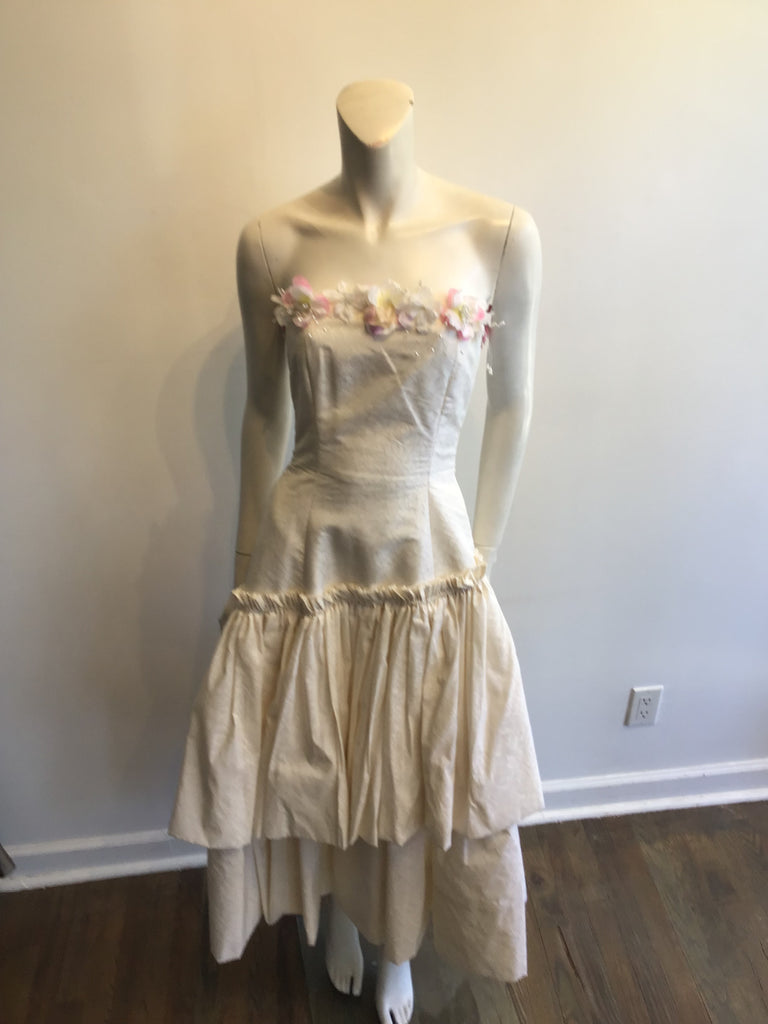 1980’s White Silk Taffeta Mary O’Donnell Cocktail Dress Size 4