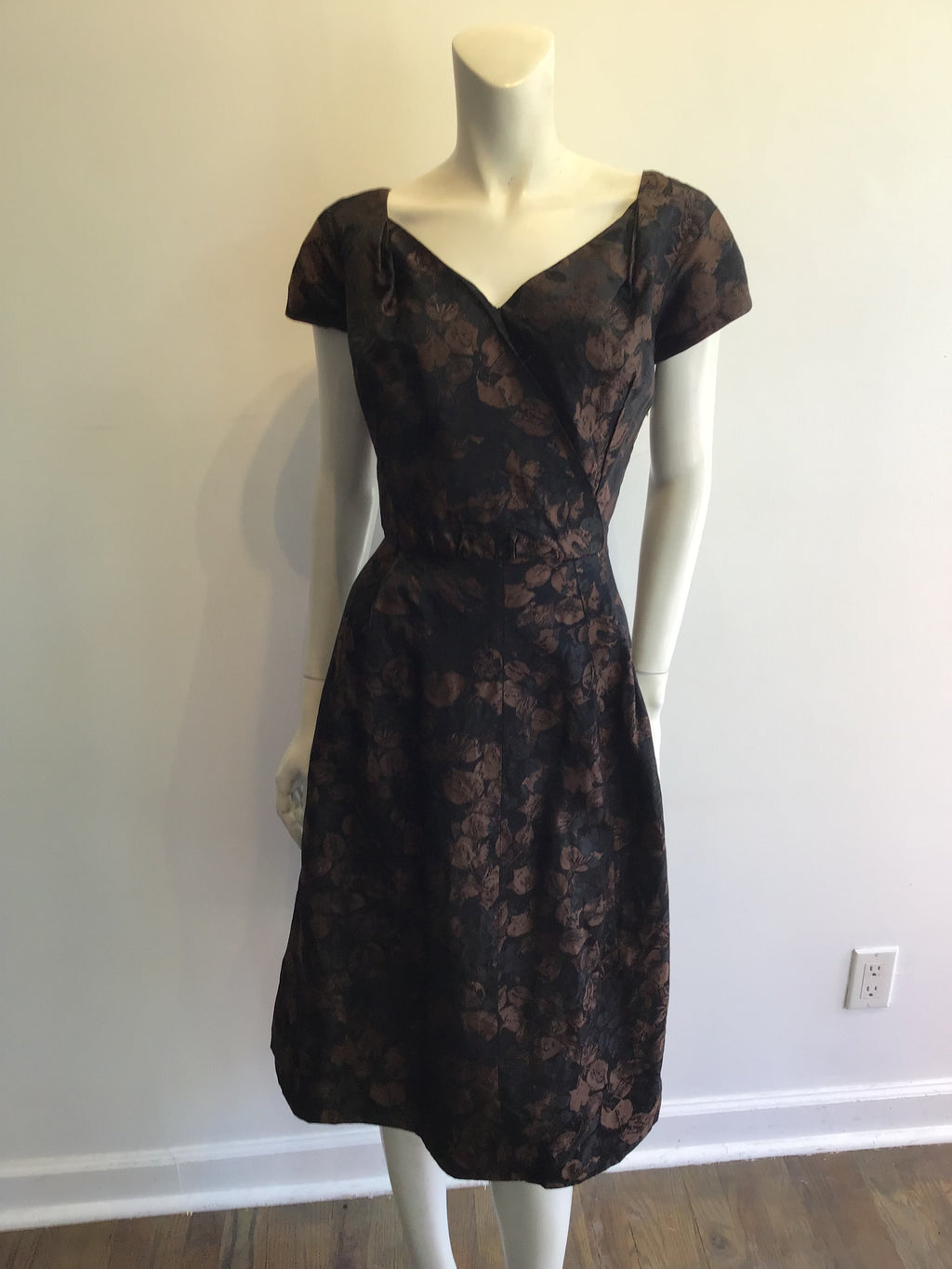 1950’s Brown /Black Silk Day Dress Size 6