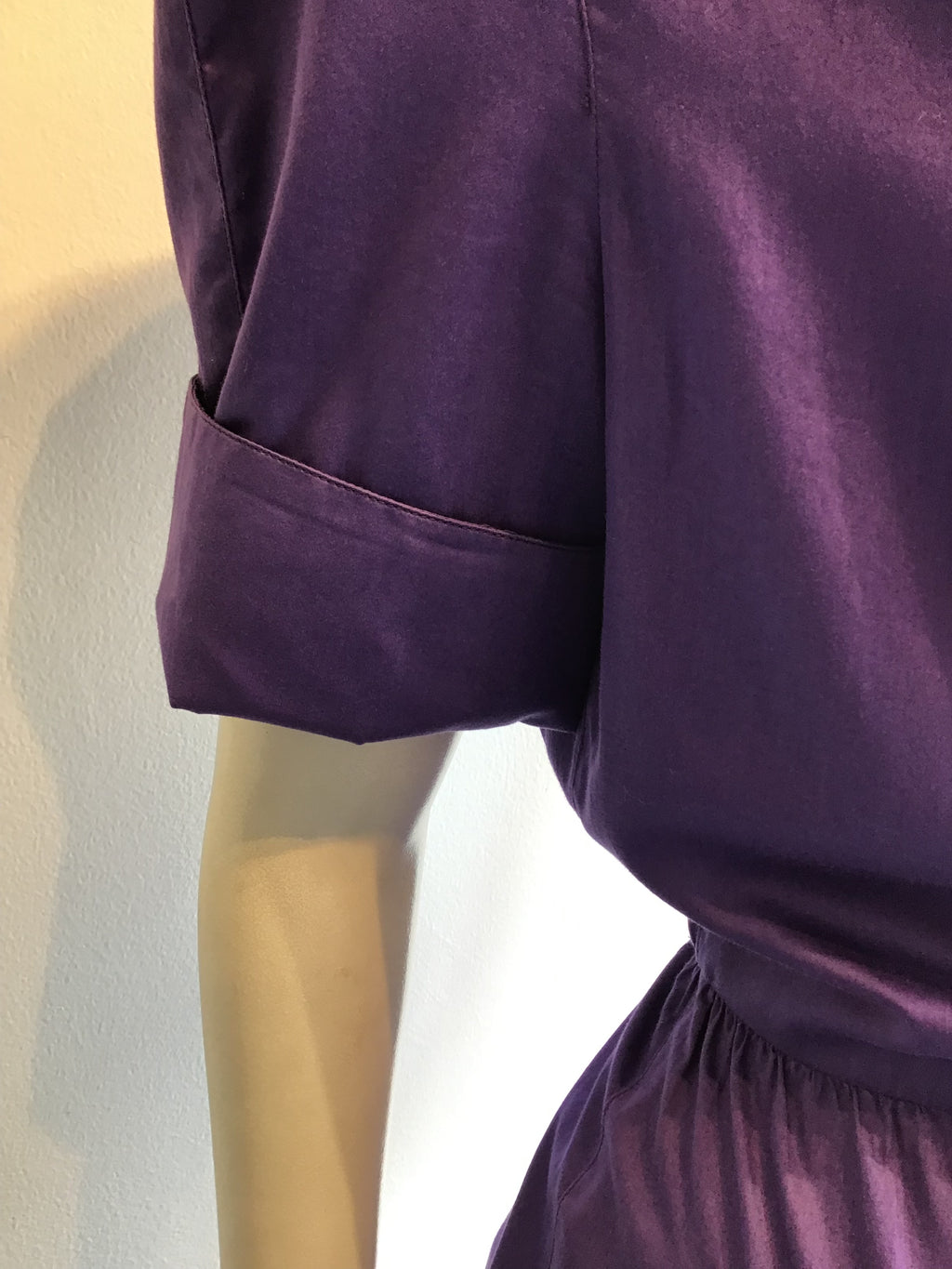 1980’s Thierry Mugler Purple Polished Cotton Dress Size 10