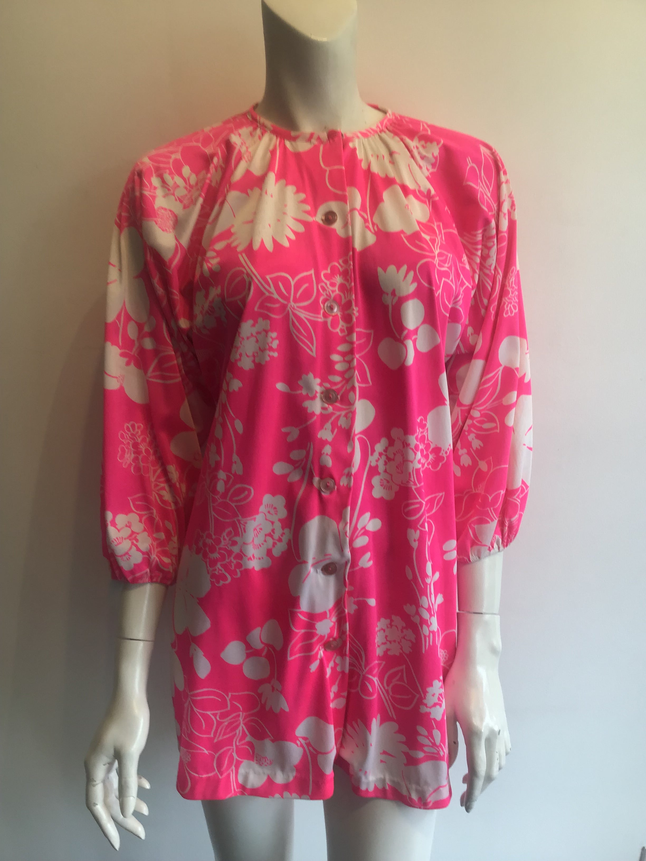 1960’s Pink/White Polyester Catalina Beach Cover Up Size 8