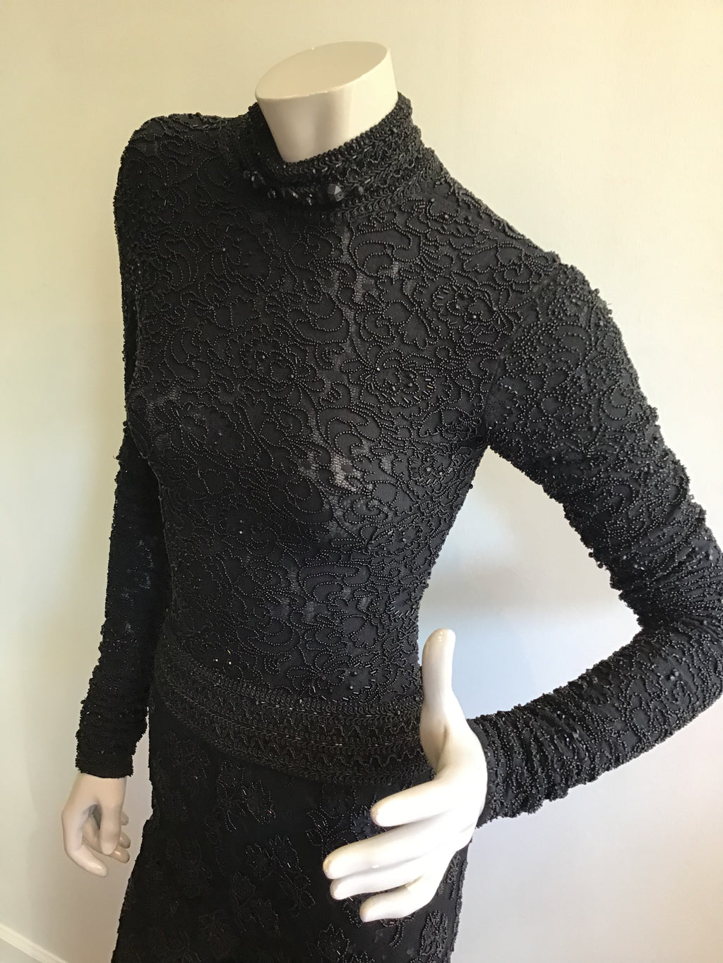 1980's Giorgio di Saint Angelo  Black Beaded Unitard and Pants Size 6/8